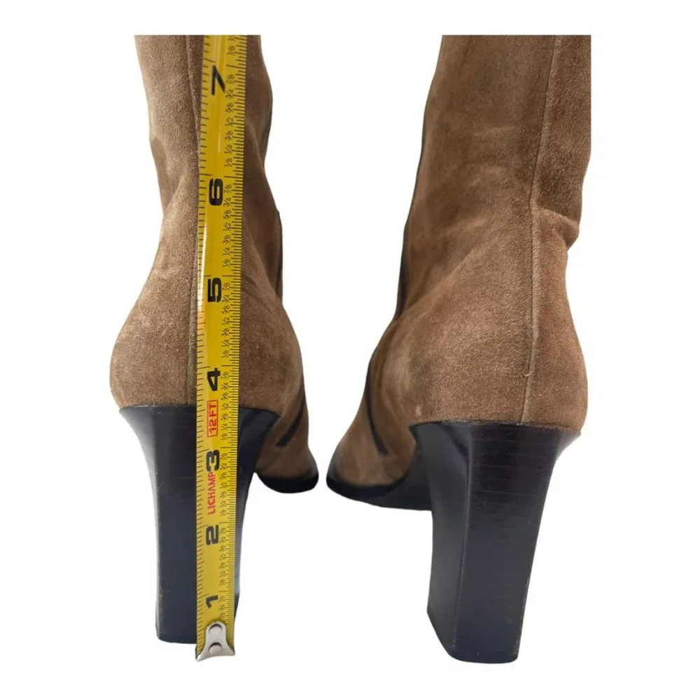 Banana Republic Women's Tan Suede Mid Calif inside Zipper Boots Size 8 - Picture 9 of 15